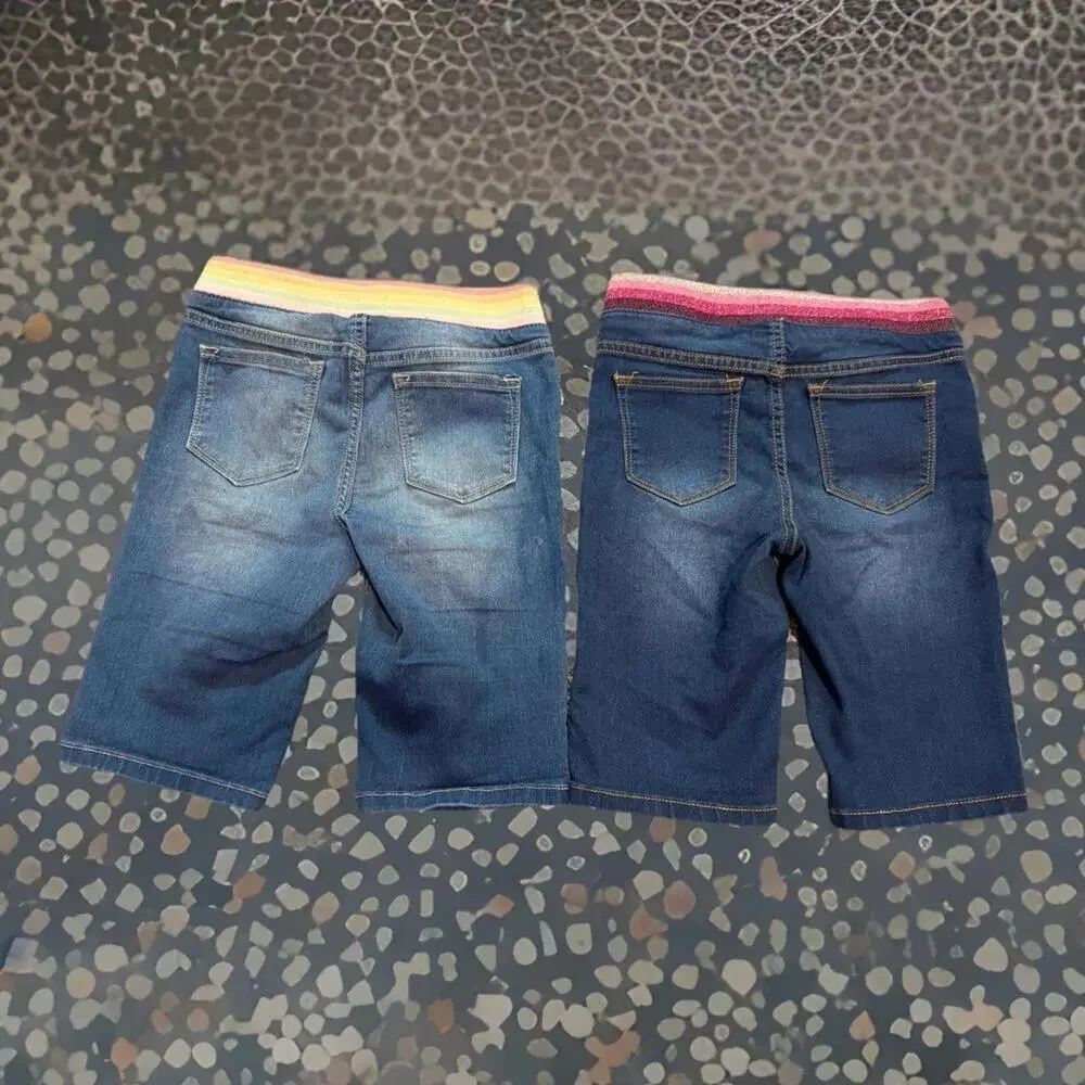 LOT OF 2 Vigoss Denim Shorts with Elastic Waistbands Size Med 9 10